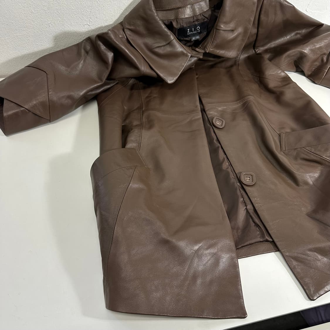 우먼S 지오송지오 초콜릿브라운 단추포인트 양가죽자켓 상품이미지2