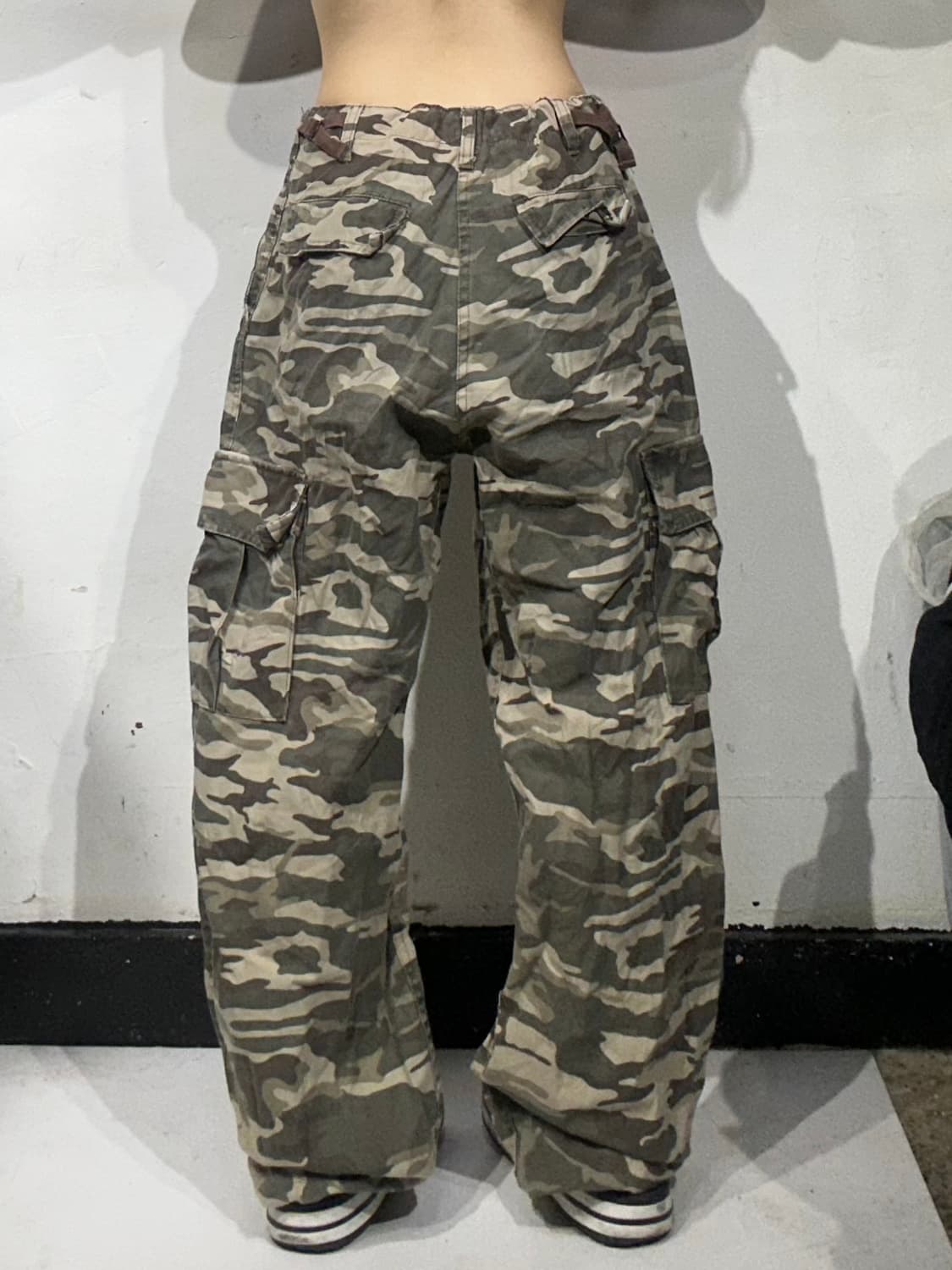 빈티지 베이지 카모 카고 와이드 팬츠 M 상품이미지3