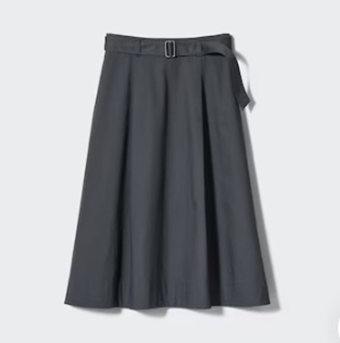유니클로 코튼 벨티드 플레어 스커트 차콜m 상품이미지1