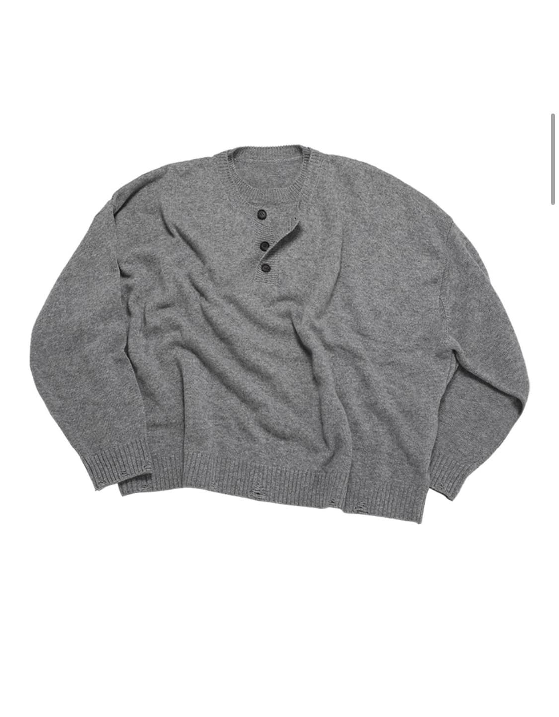 MJD 콘트라스트 넥 캐시미어 크롭 니트 멜란지 그레이  상품이미지1