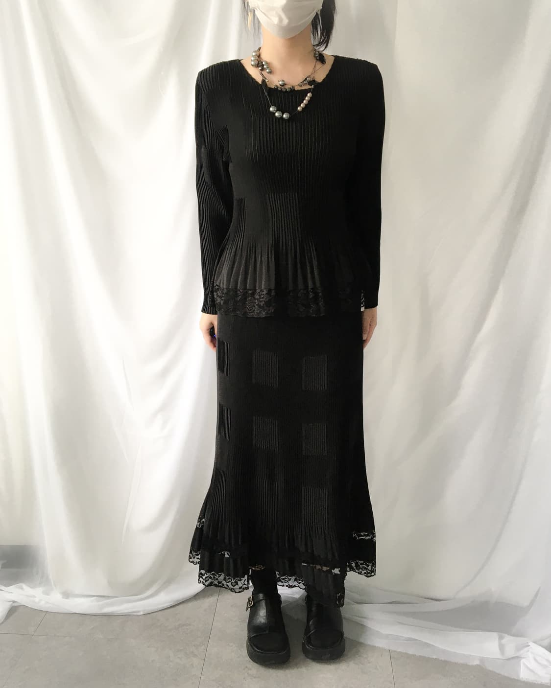 Lace trimming pleats set up 상품이미지6