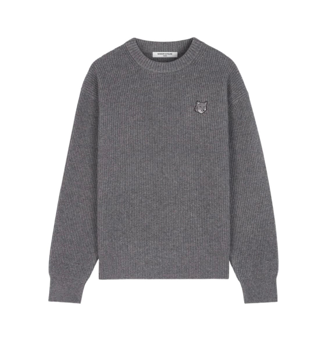 (새상품) 메종키츠네 폭스헤드 립드 니트 그레이 S 상품이미지1