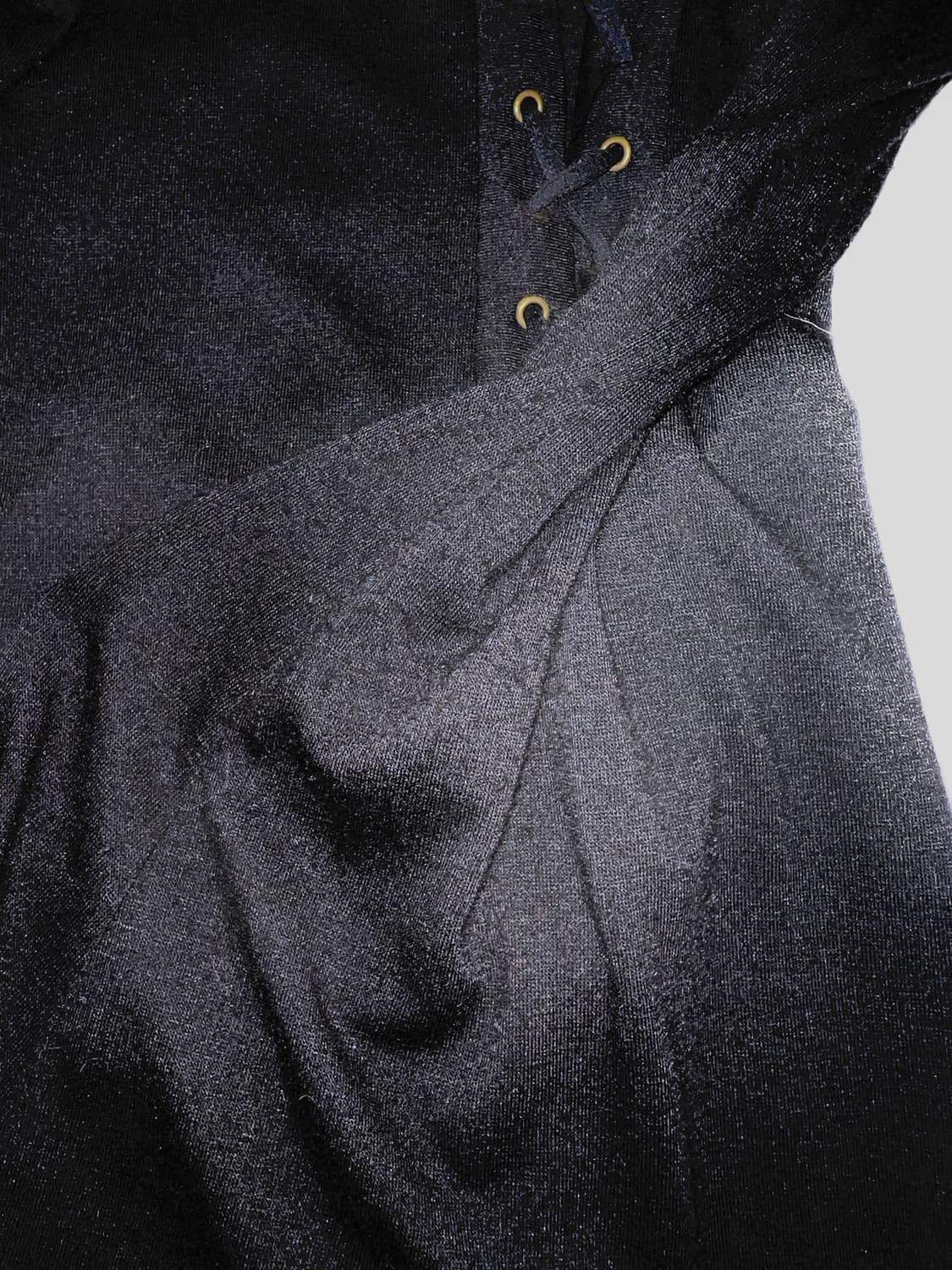 빈티지 고스로리 펑크 아일렛 블랙 롱슬리브 긴팔 티셔츠 브이넥 상품이미지3