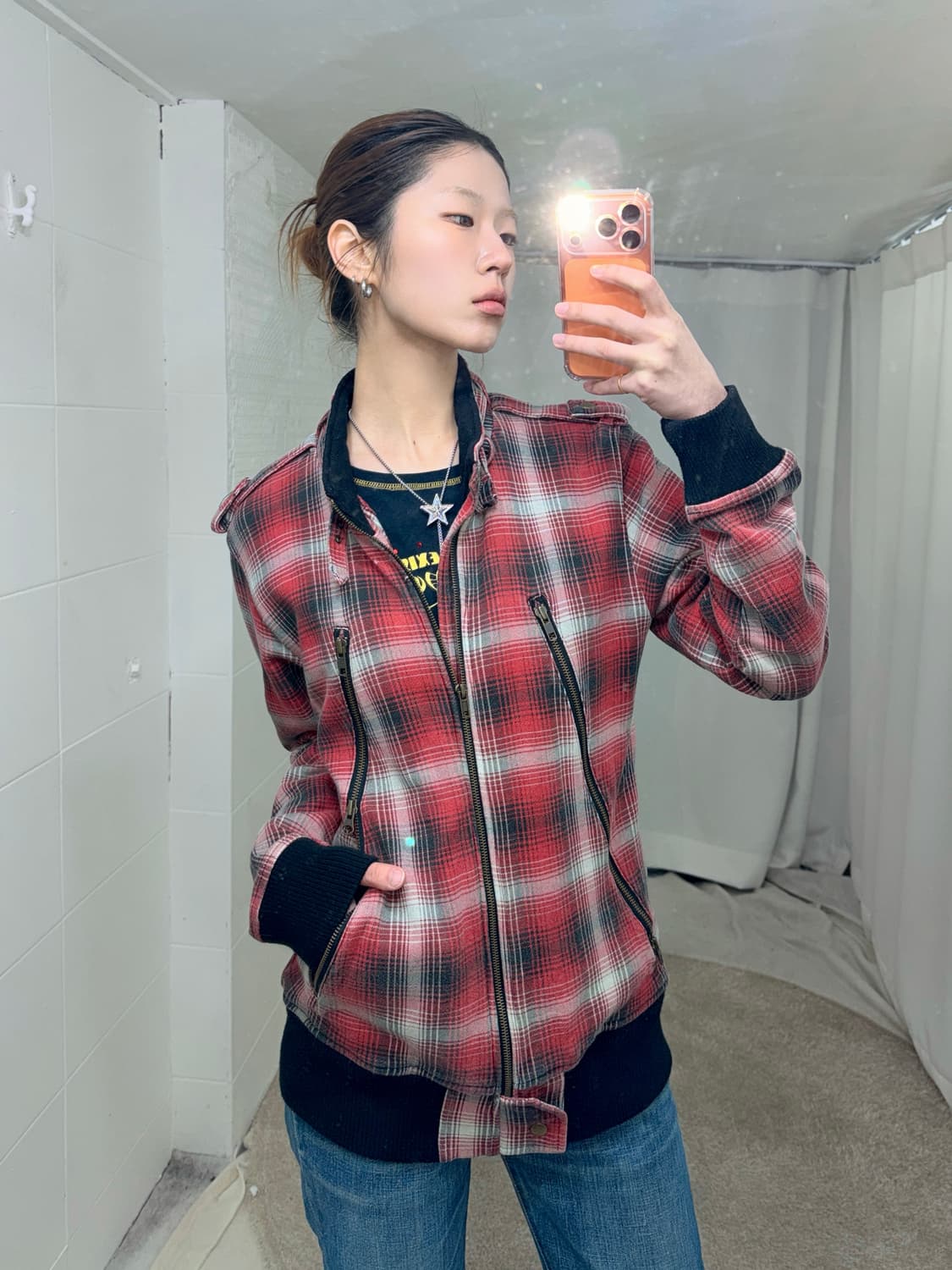 카모 레드 자켓 스트릿 상의 세트 상품이미지3