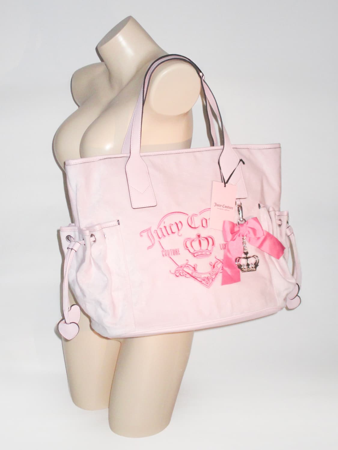 쥬시 꾸뛰르 핑크 벨로아 빅 숄더백 + 리본 챰 상품이미지1