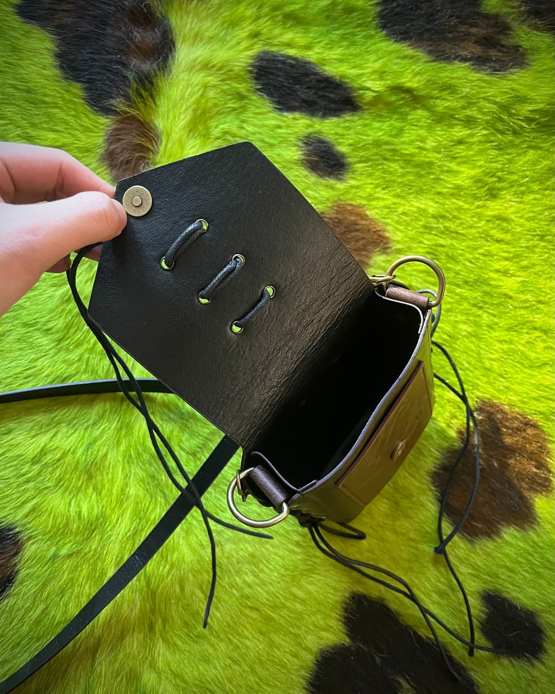 JPN Vintage Lace-up Motor Leather Bag 상품이미지9