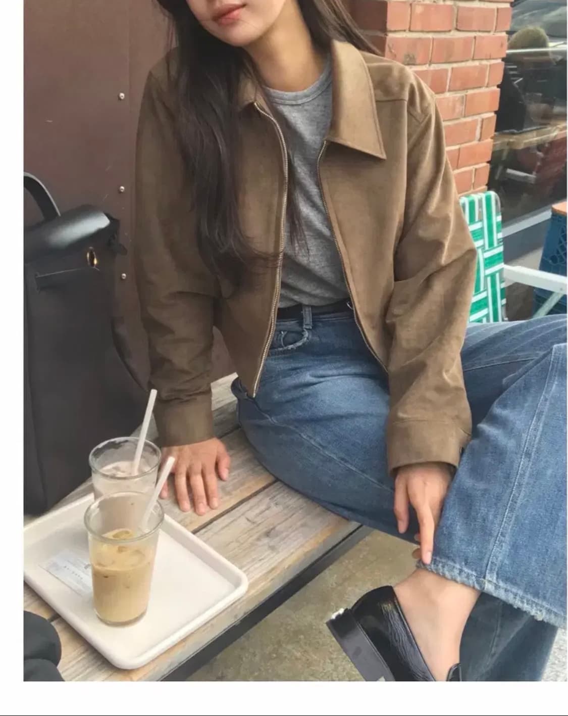 원로그 크롭 스웨이드 다켓 상품이미지2