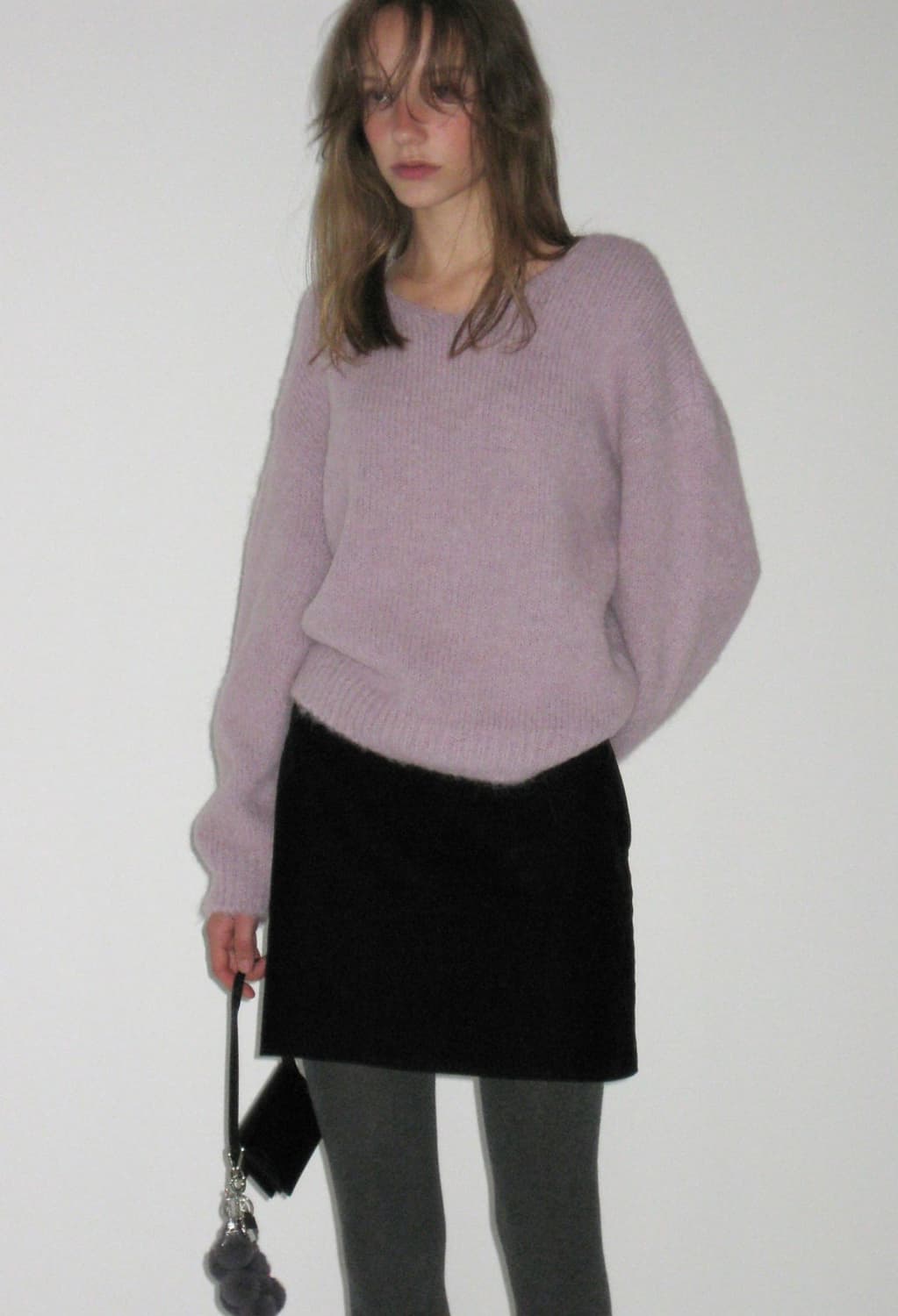 로우클래식 알파카v넥 니트 핑크 상품이미지2