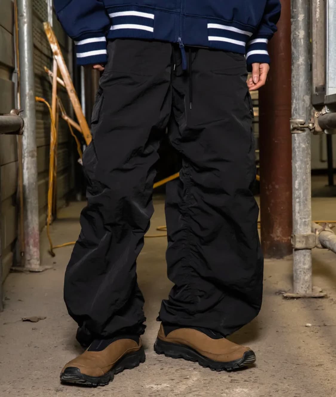 XP127 셔링 카고 팬츠 (BLACK) S 상품이미지2