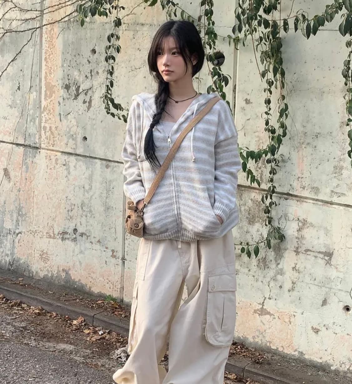 솜사탕 블루 니트 후드집업 상품이미지2