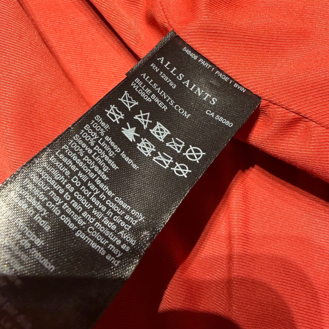 올세인츠 쉽스킨 빌리 바이커 자켓 M 양가죽 상품이미지5