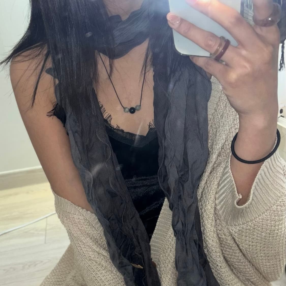 Vintage 페어리 오리엔탈 투톤 큐빅 스카프 머플러 상품이미지1