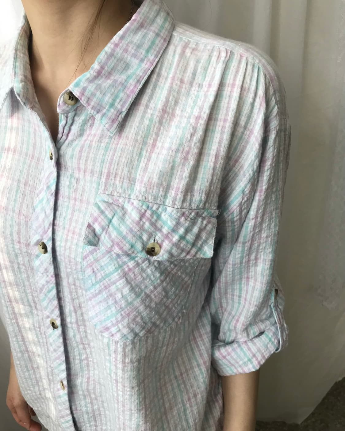 파스텔 체크 셔츠  상품이미지1