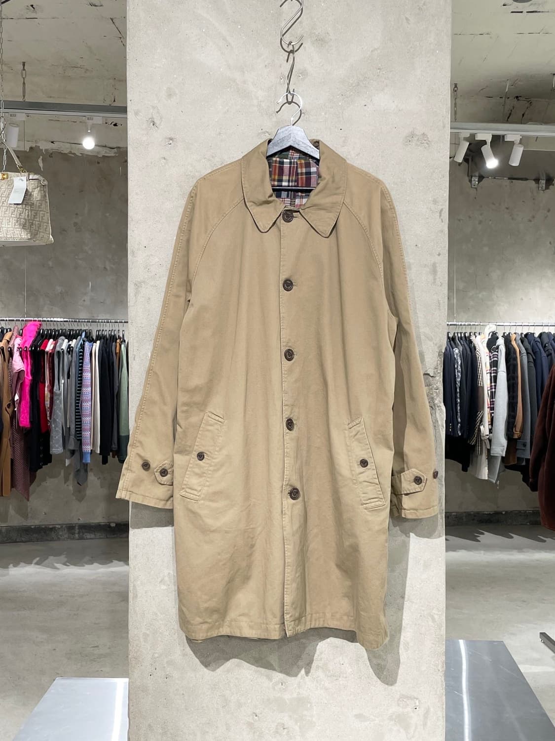 폴로 랄프로렌 베이지 앤 마드라스 체크 리버시블 발마칸 코트 상품이미지1