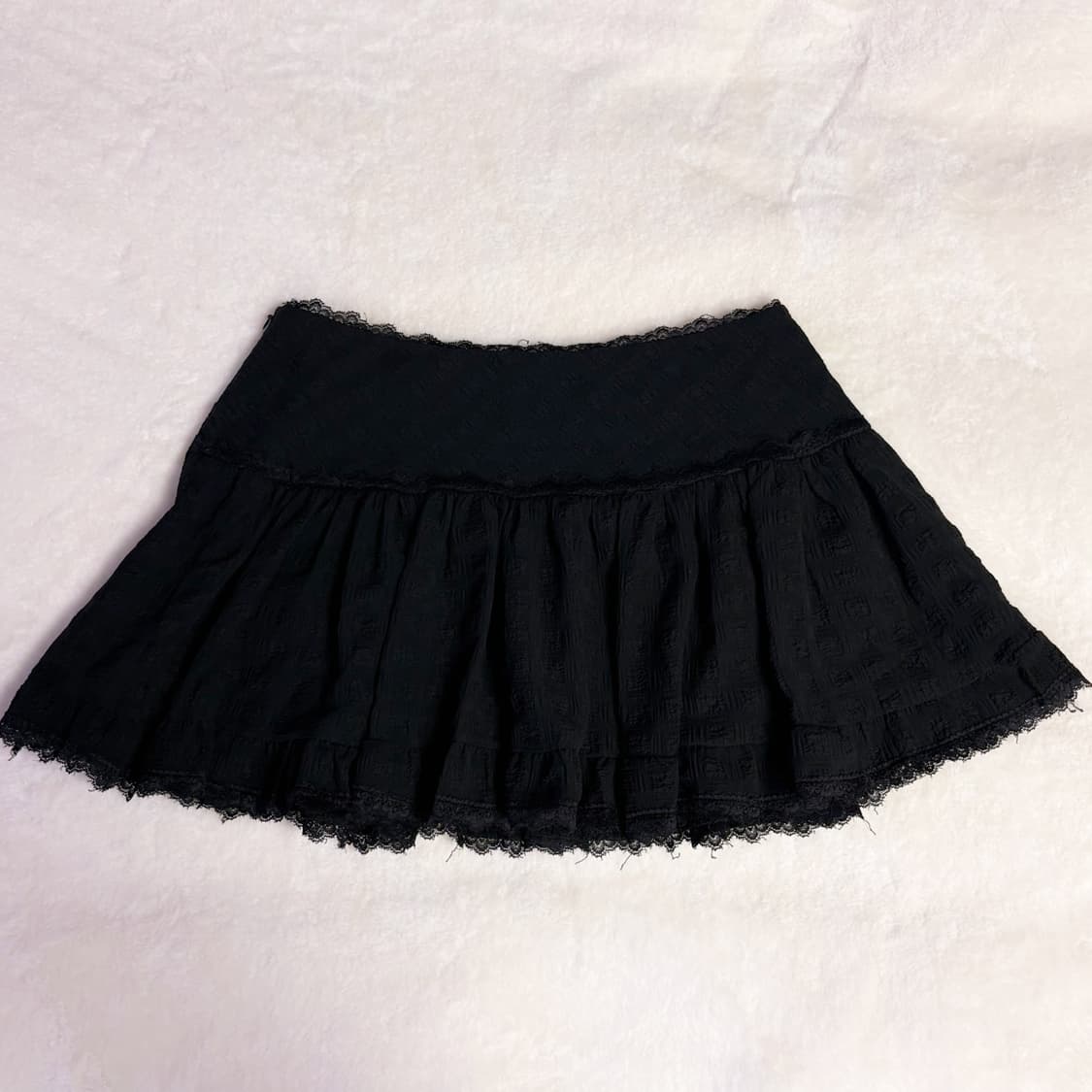 (이체시에눌) 일본 갸루 블랙 레이스 포인트 속바지내장 숏스커트  상품이미지1
