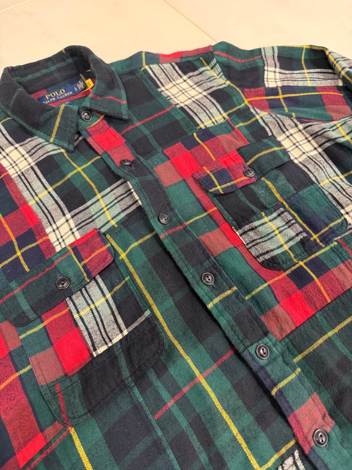 폴로랄프로렌 패치워크 체크 셔츠 L(105) 상품이미지2