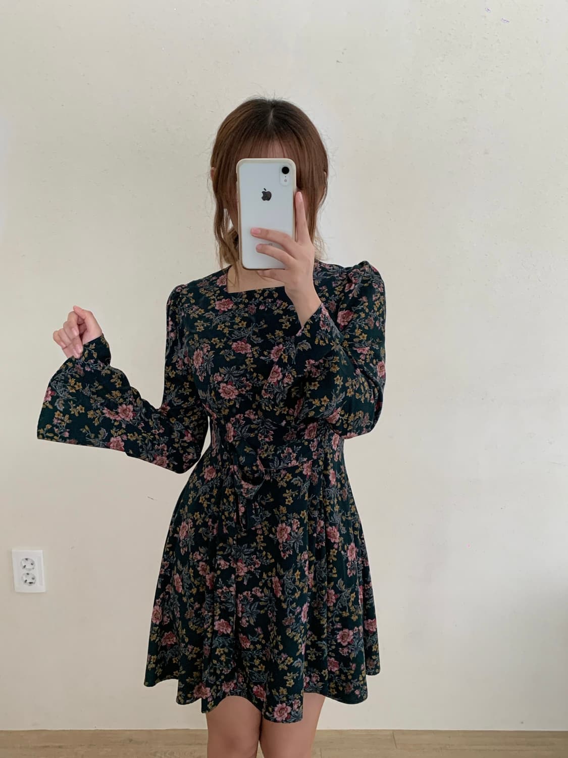 빈티지 그린 플라워 패턴 원피스 상품이미지2