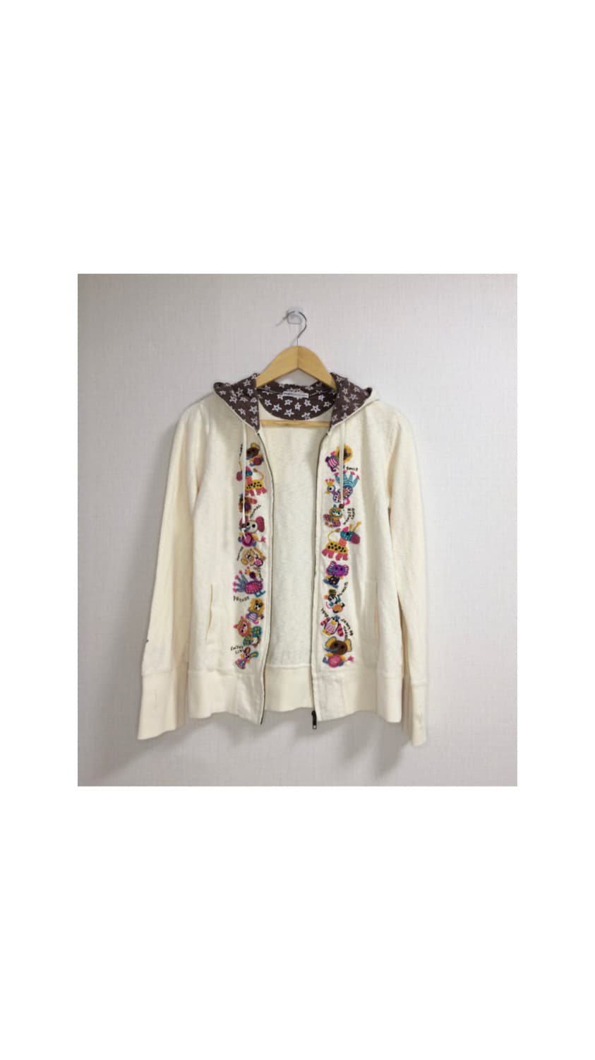 빈티지 아이보리 자수 후드집업 상품이미지4