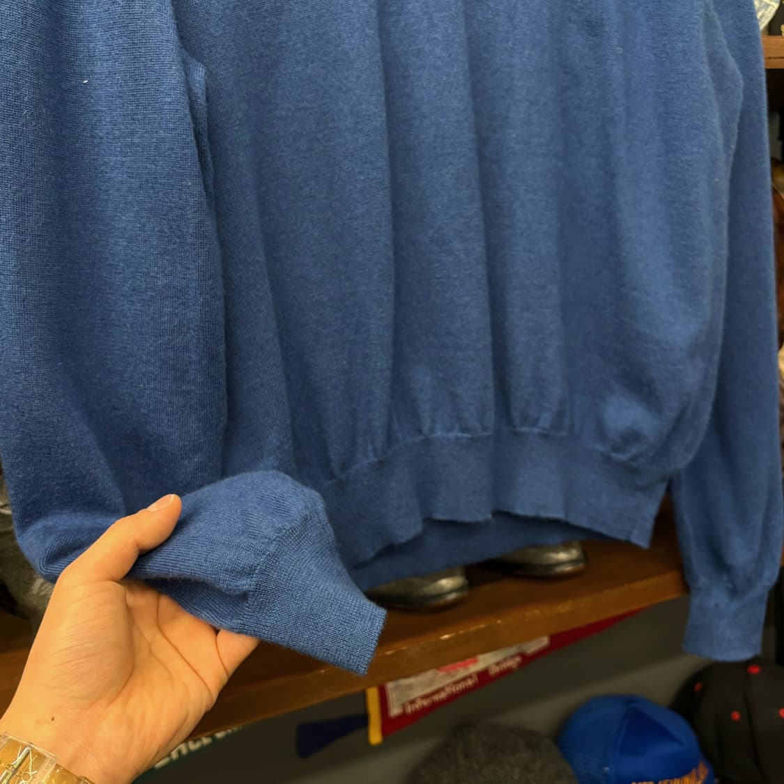 90s 폴로랄프로렌 갤럭시블루 소프트 메리노울 카라니트 N181 상품이미지4