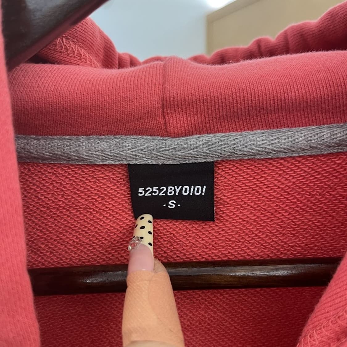 오아이오아이 빈티지 Y2K 코랄핑크 후드티 S C09918 상품이미지5