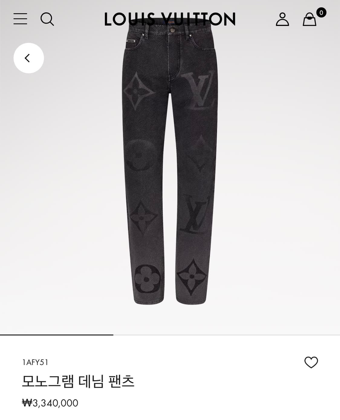 (A+/34) / 루이비통 모노그램 블랙 데님 팬츠 상품이미지10