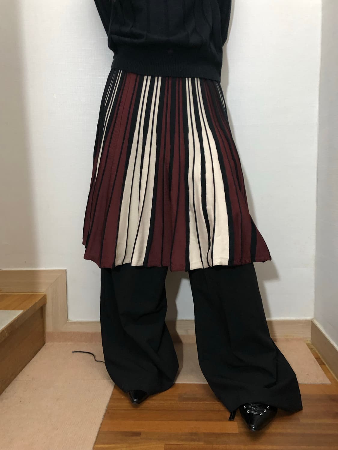 빈티지 컬러 믹스 스트라이프 스커트 상품이미지9