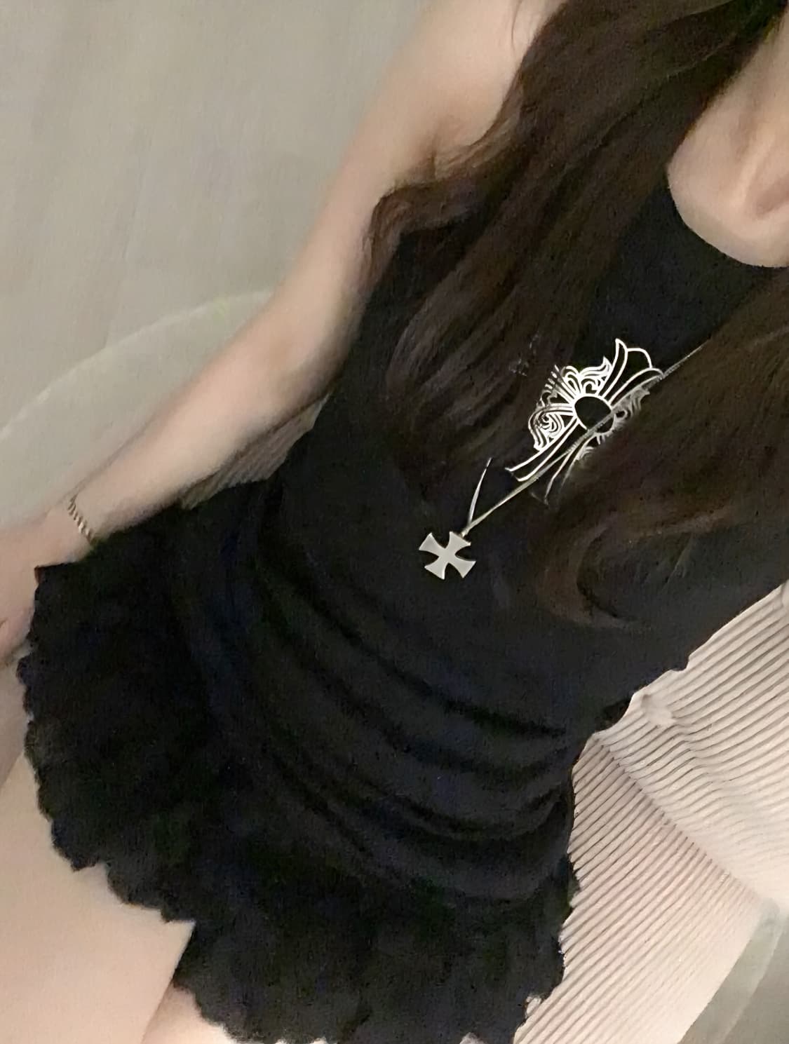 크롬하츠 헤어리 크로스 '립 탱크 블랙 상품이미지3