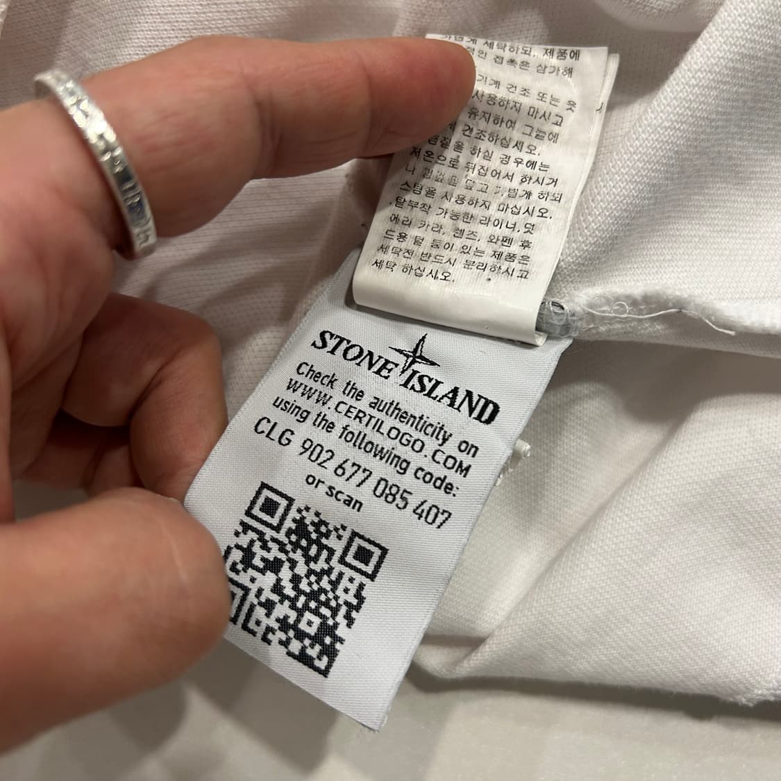 [XL] 스톤아일랜드 레귤러핏 한글택 반팔 티셔츠 화이트 A252 상품이미지7