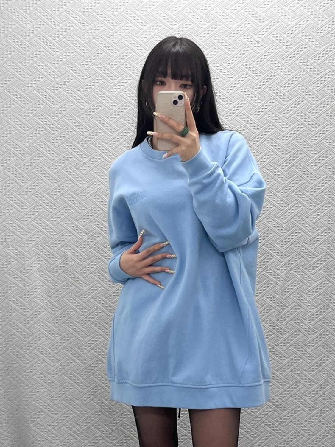 가니 빈티지 빅사이즈 파스텔 블루 약기모 맨투맨 S/M C09956 상품이미지2