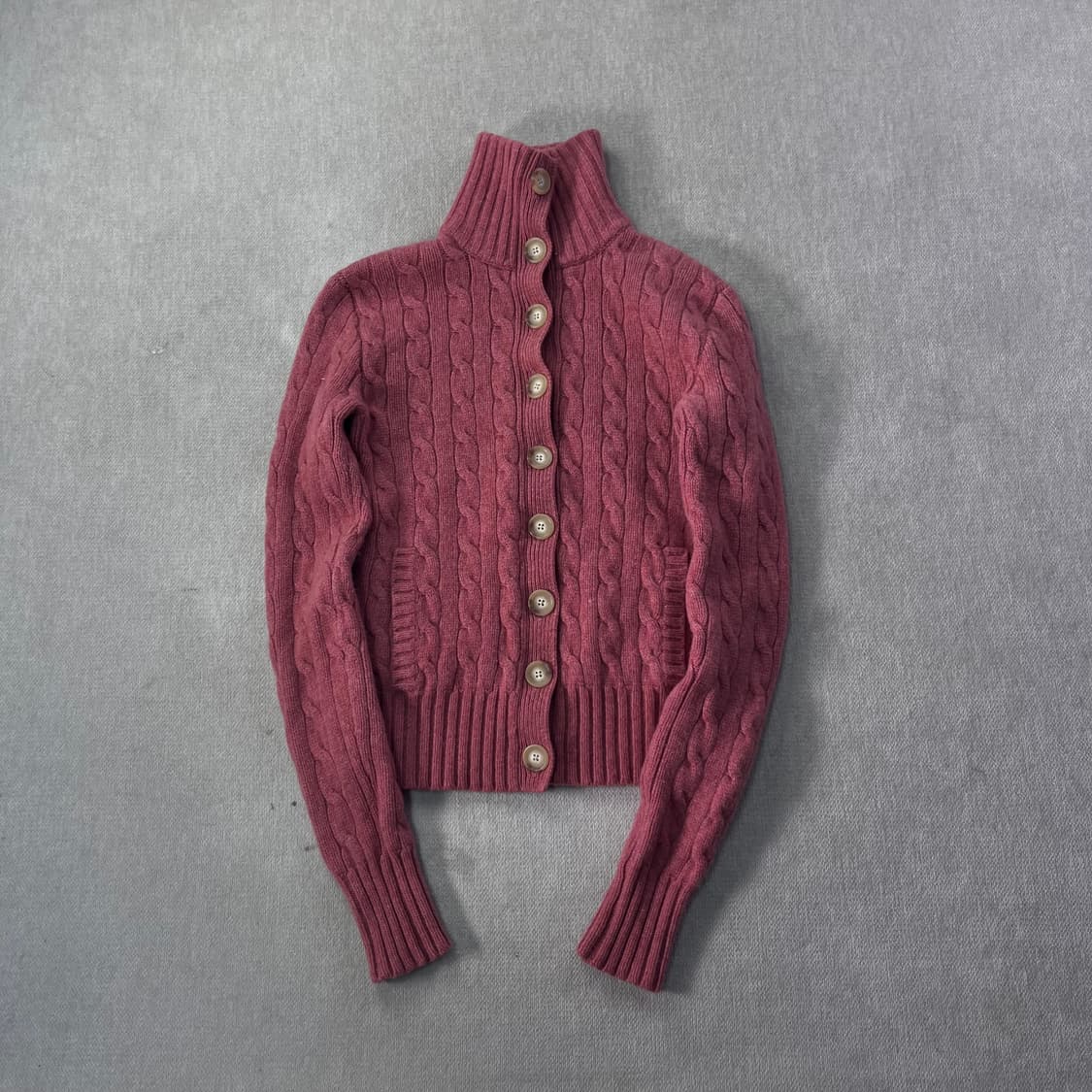 W 90 폴로랄프로렌 꽈배기 카라넥 핑크 가디건 상품이미지1