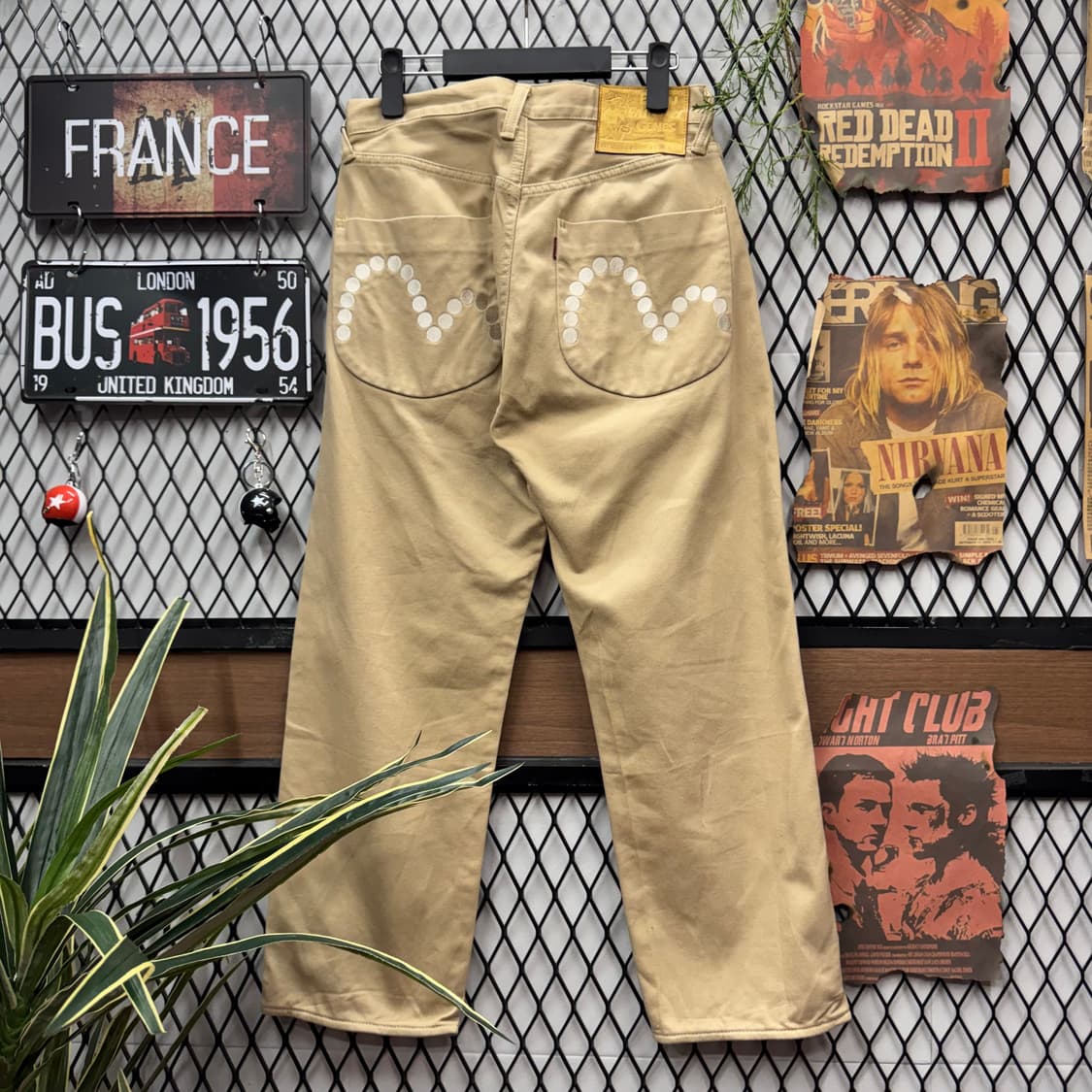 00s 에비수 코튼 팬츠 후면 갈매기 로고 포인트 베이지 상품이미지1