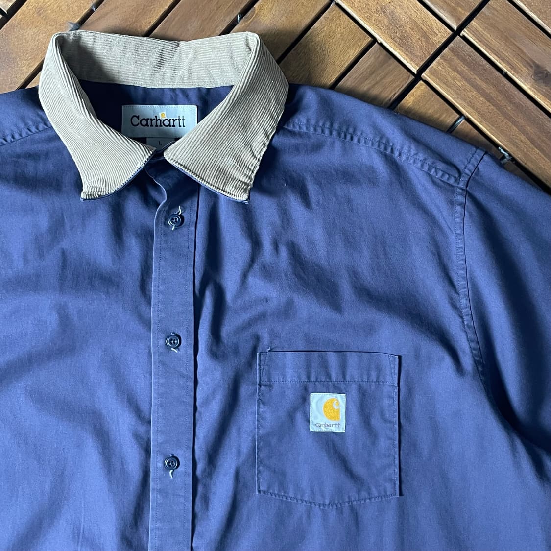 [3XL]칼하트 리메이크 코듀로이 카라 반팔 셔츠 상품이미지3