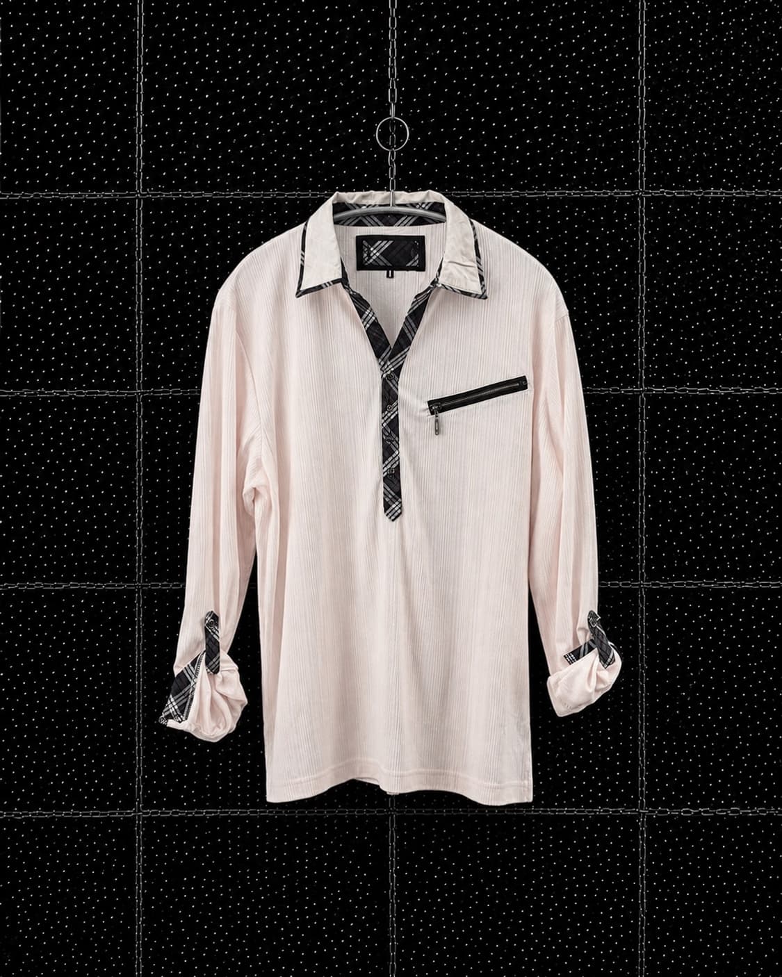 Unknown brand 체크 카라넥 셔츠 상품이미지1