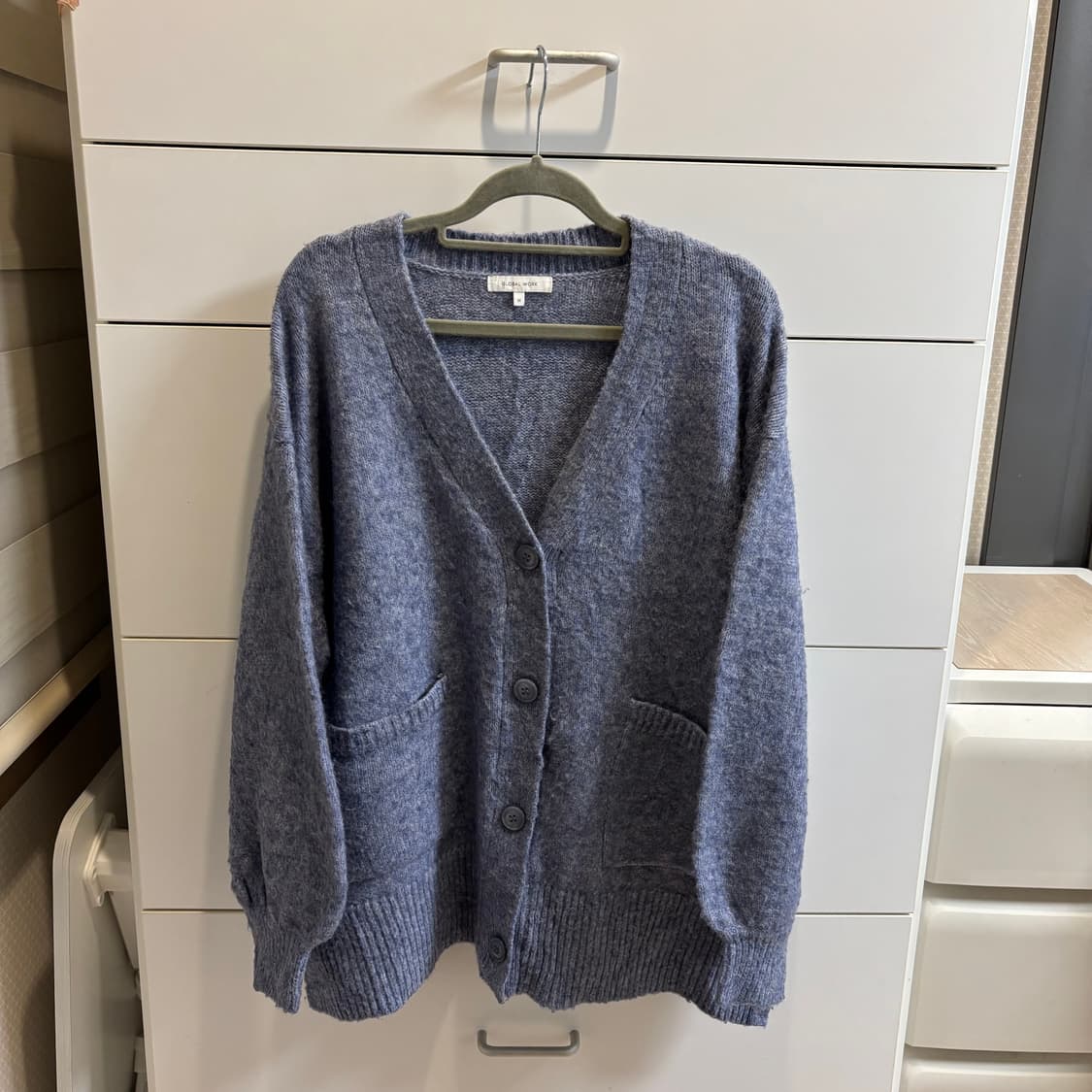 글로벌 워크 양모혼방 솜사탕 블루 가디건 상품이미지1