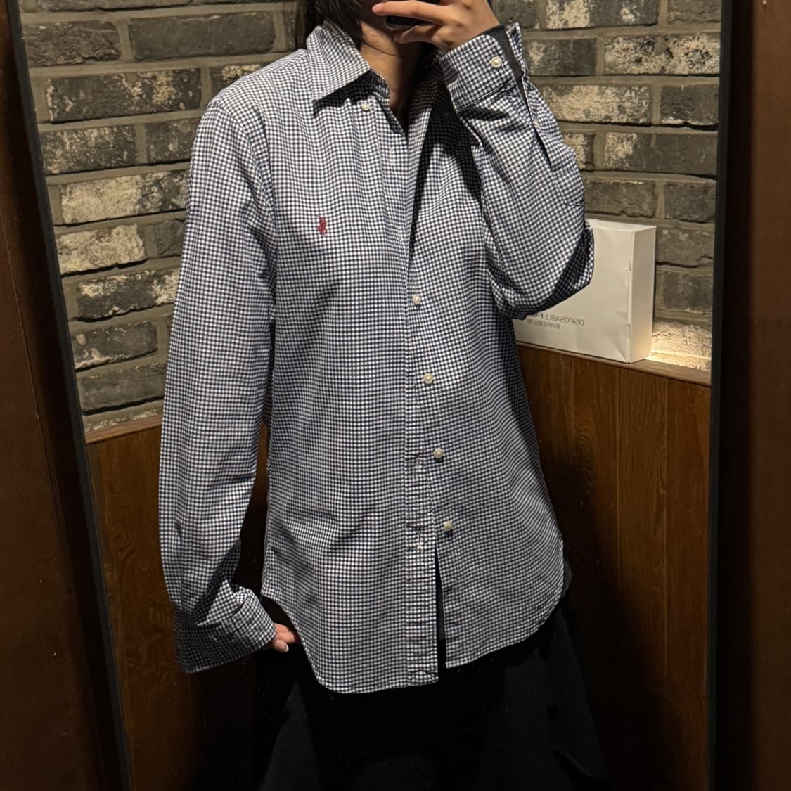 M) 폴로 랄프로렌 클래식 옥스포드 블루 깅엄 체크 셔츠 Z37 상품이미지8