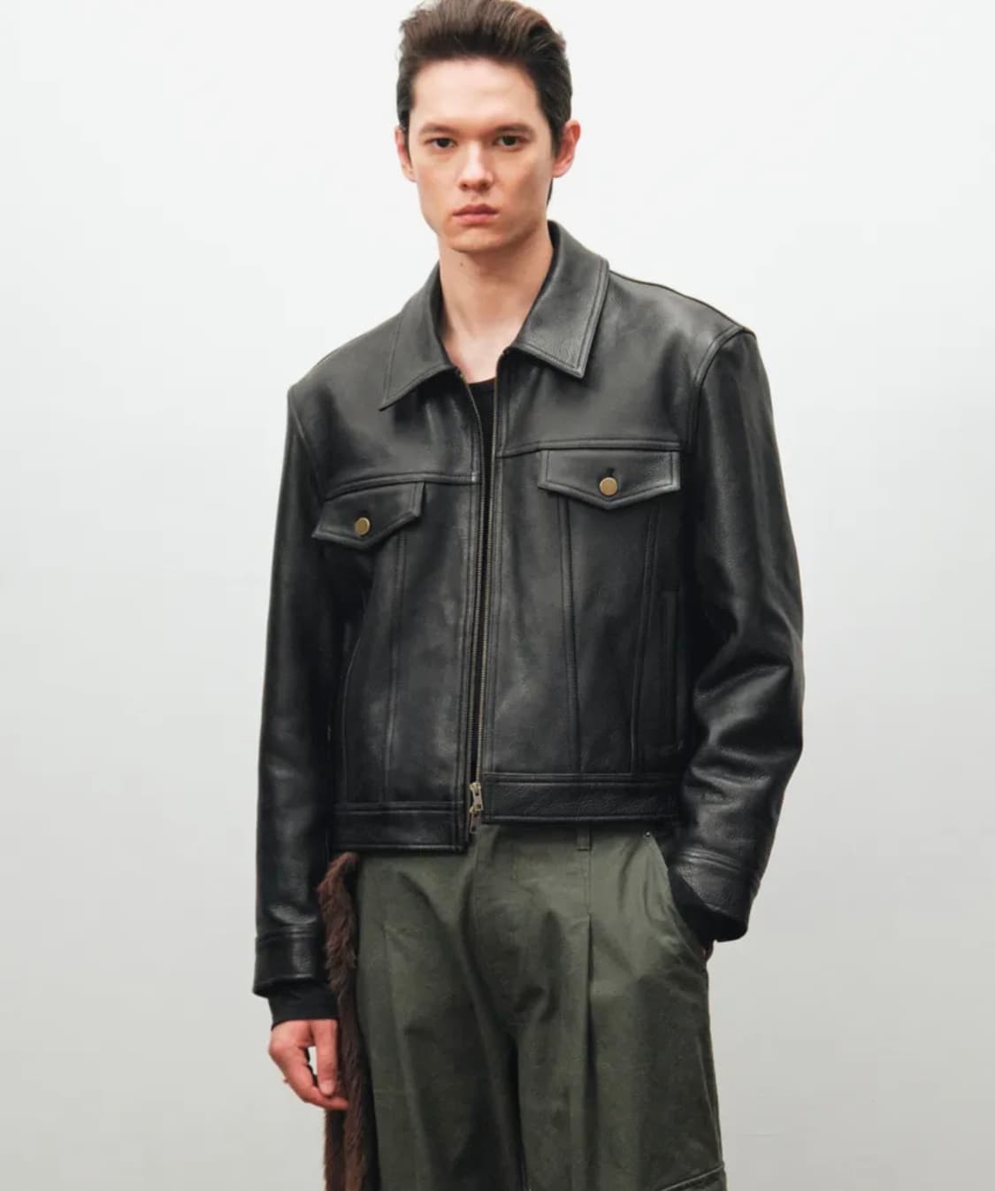 [50] 노이어 앤틱 카우 레더 가죽 트러커 자켓 블랙 렉토맛 상품이미지3