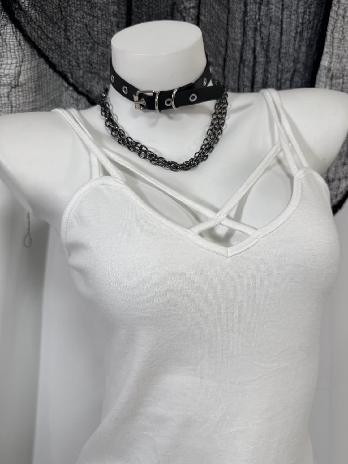 white detail sleeveless 상품이미지2