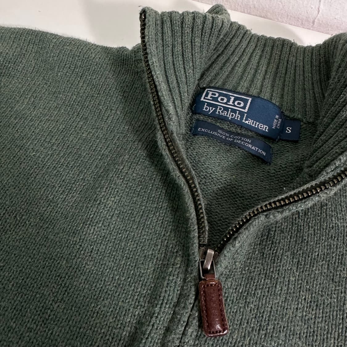 95-100 폴로 랄프로렌 녹차 면 반집업니트 상품이미지4