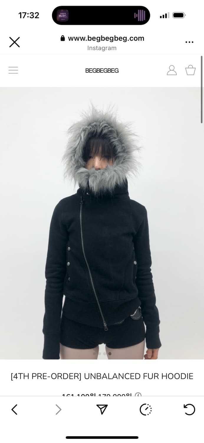 Begbegbeg Unbalanced fur hoodie 상품이미지2