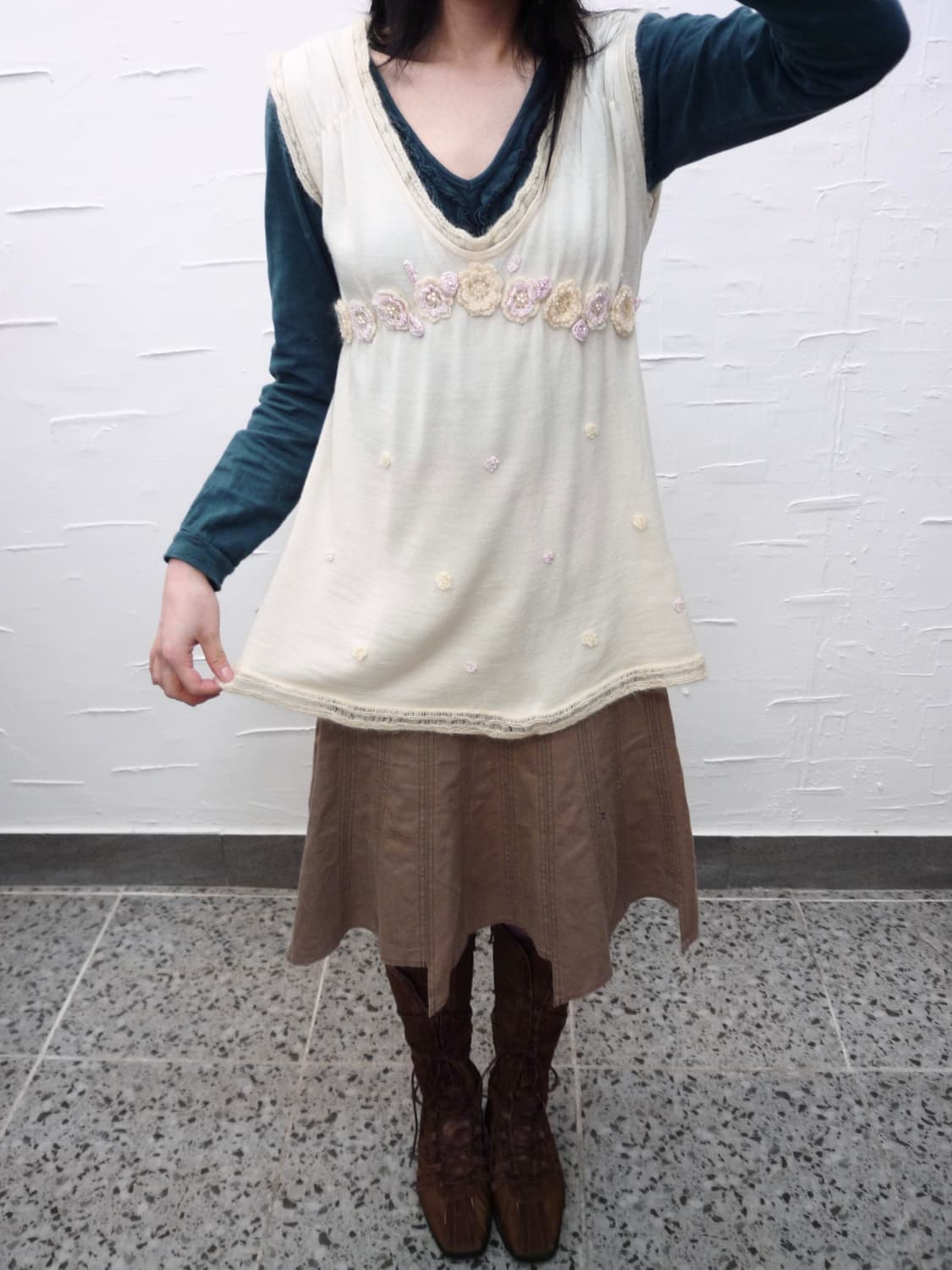 rose crochet knit vest 상품이미지4