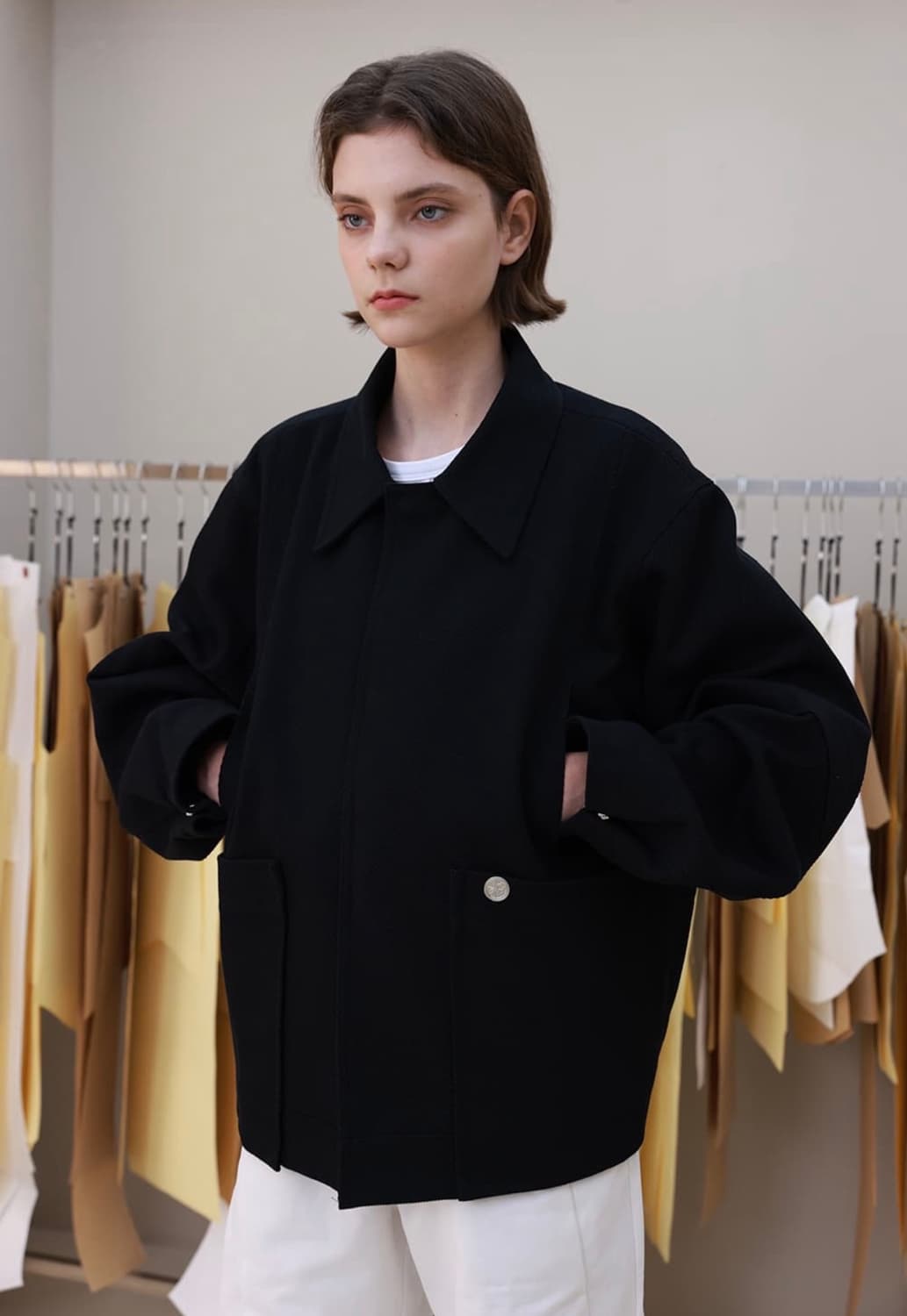 [M] yiyae 플래킷 스내퍼 자켓 트윌 블랙 상품이미지1