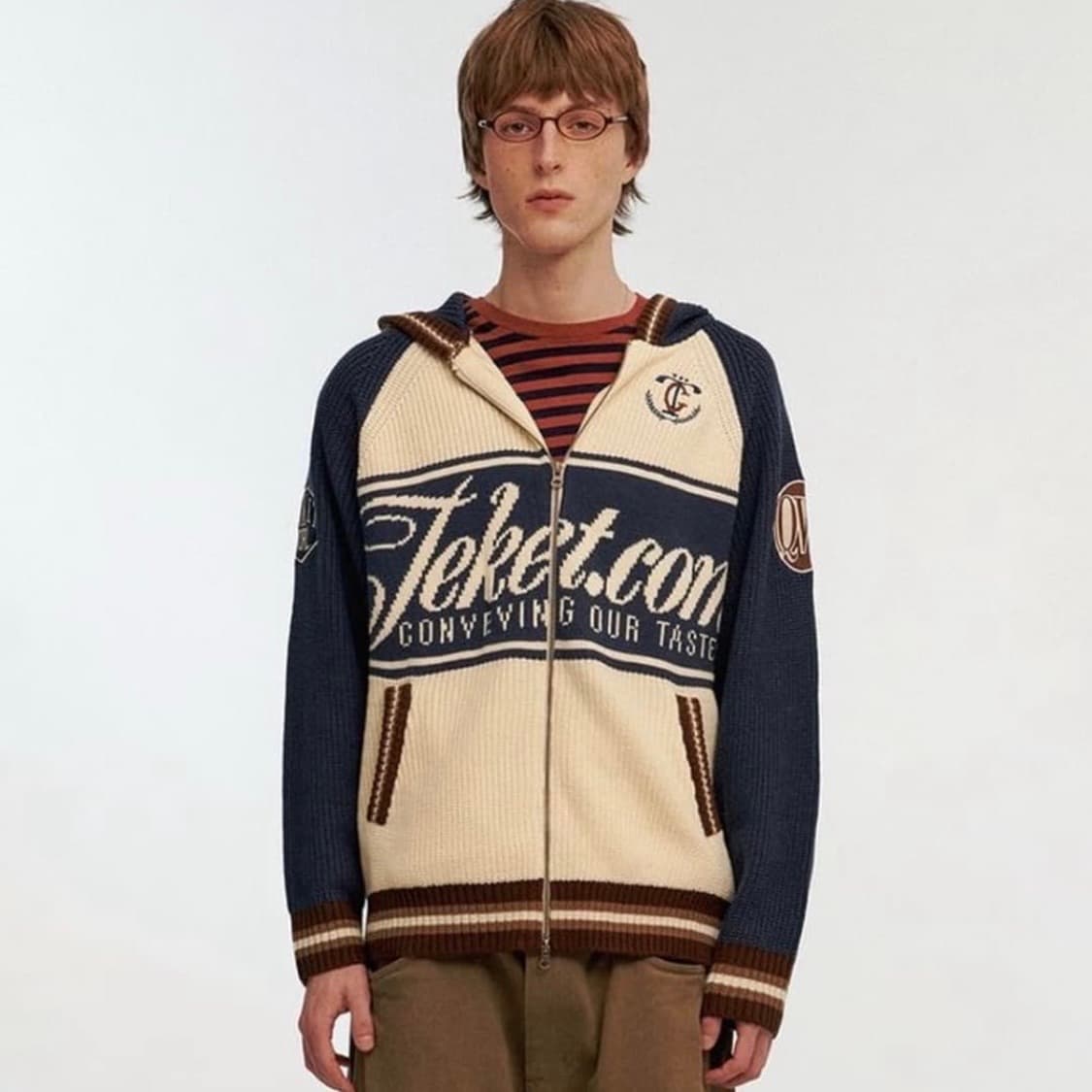 테켓 니트집업 네이비 L 상품이미지1