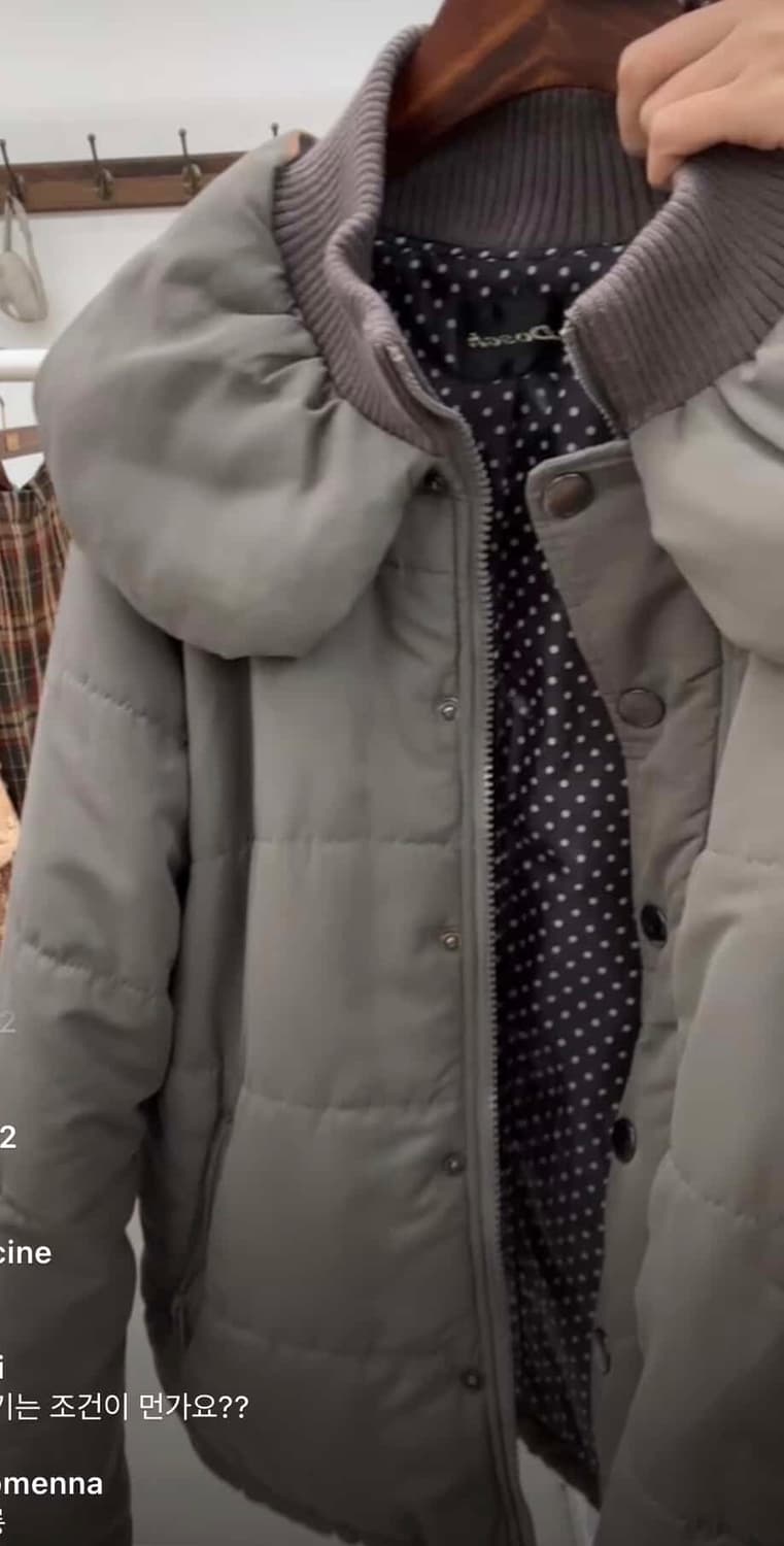 카라하나 빈티지 모리걸 도트 말차 둥근카라 봄패딩 상품이미지2