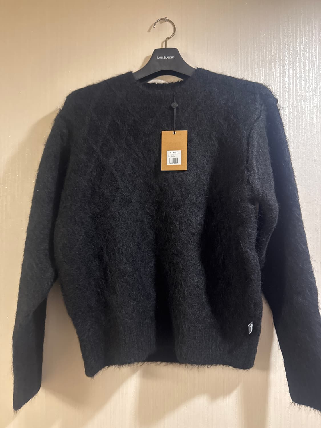 스투시 퍼지 래티스 크루 스웨터 블랙 상품이미지1