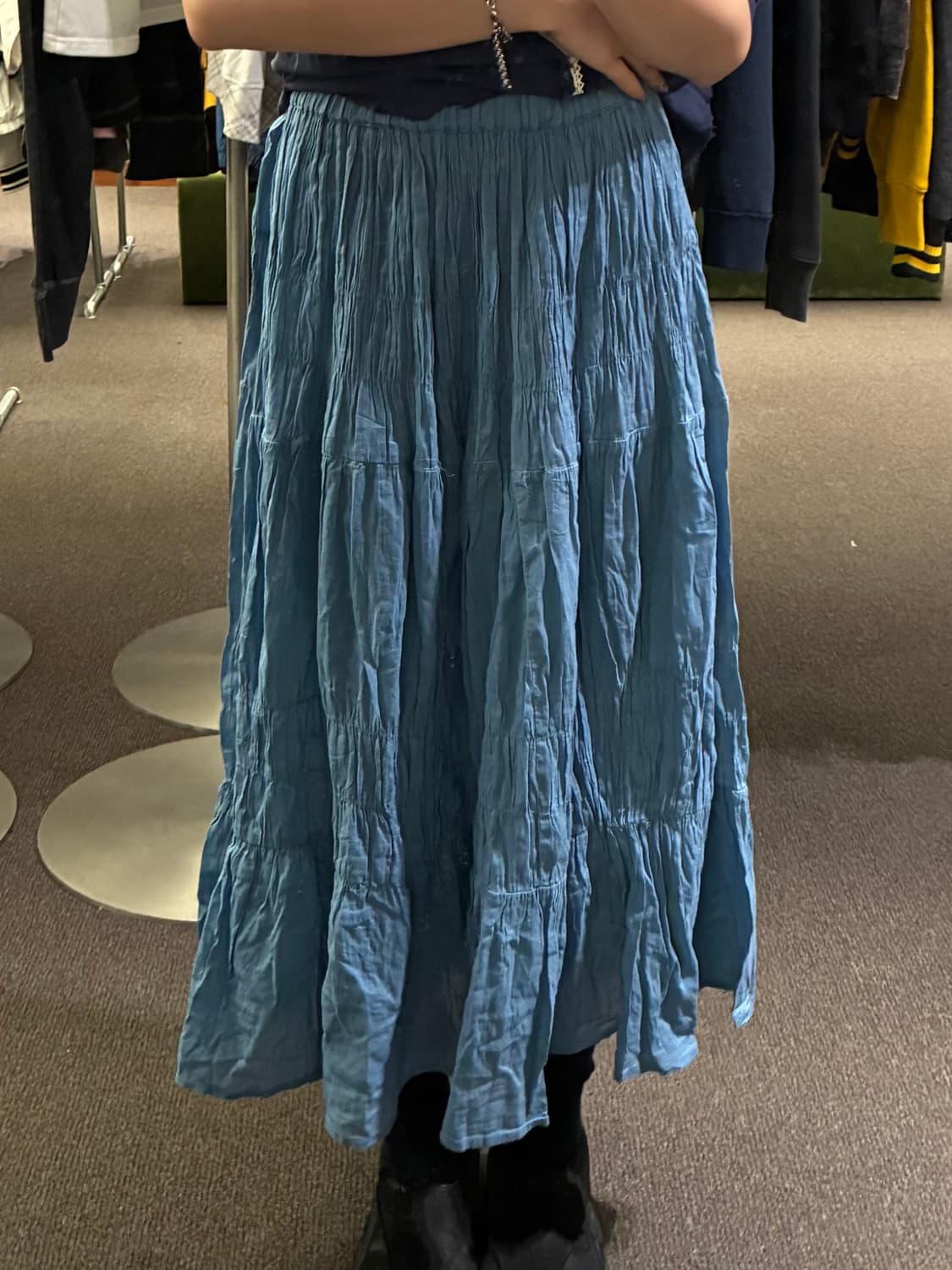 L)Japanese vintage 여성 크링클 롱스커트 상품이미지1