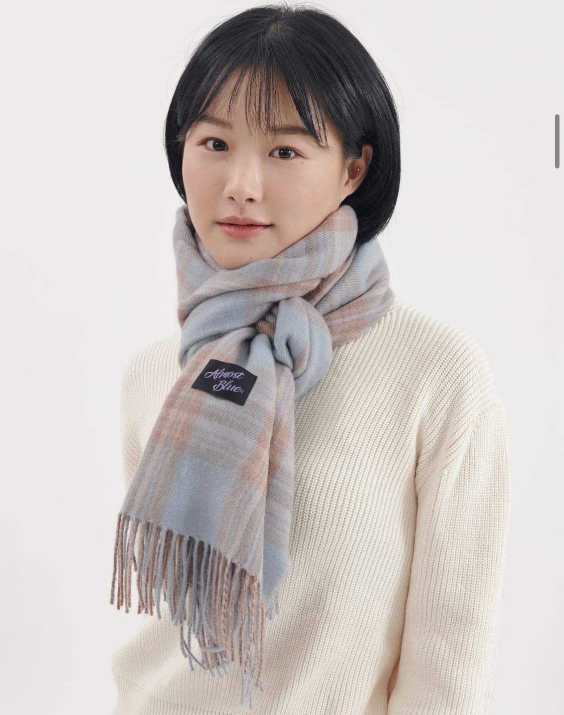 블러쉬 체크 머플러 얼모스트블루 스카프 목도리 겨울 상품이미지1