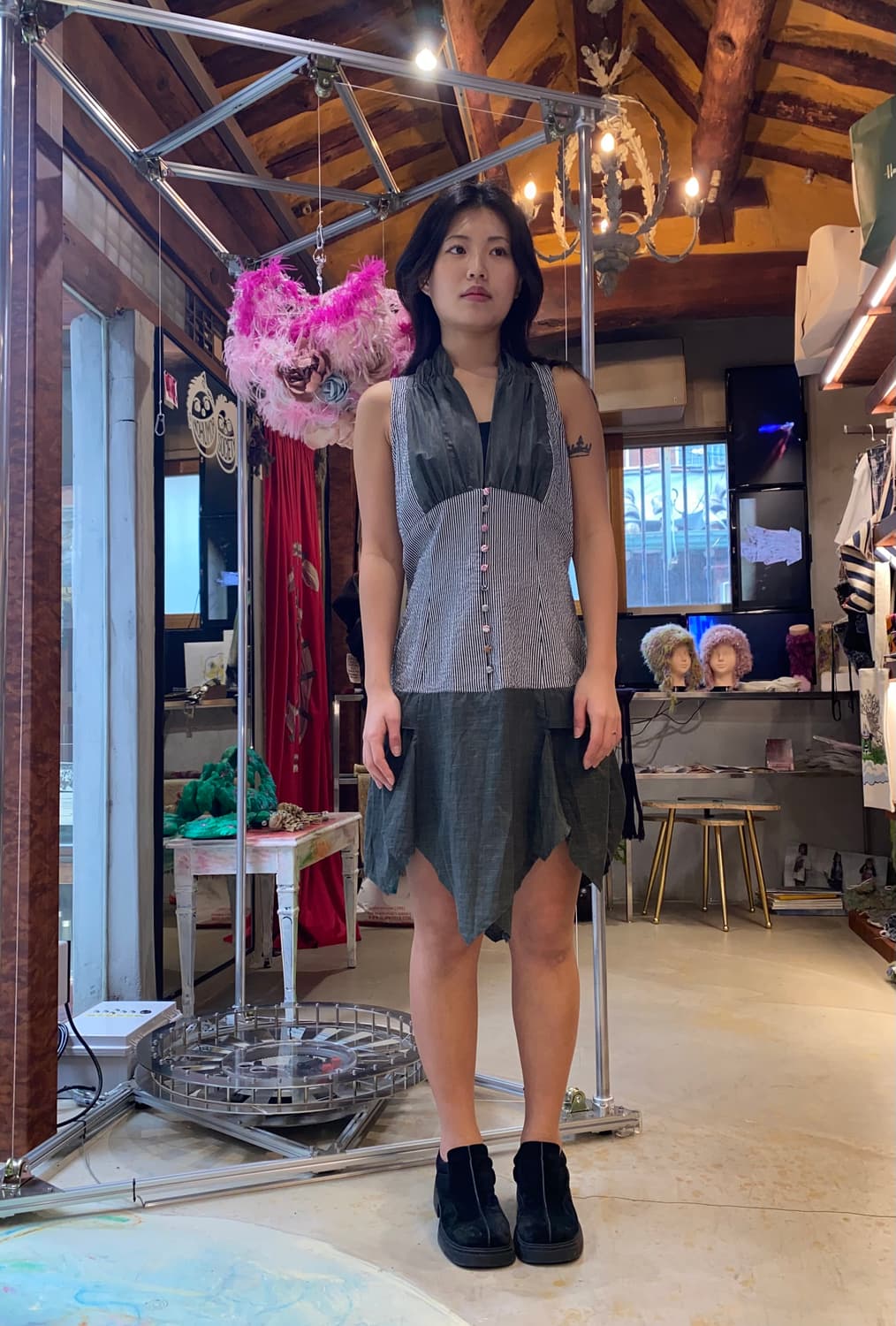 Vintage St-Martins 믹스드 패브릭 자수 드레스 (Copin 상품이미지1