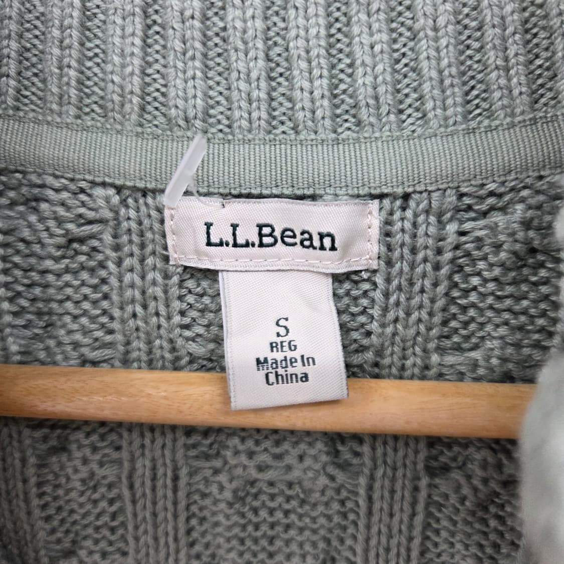 L.L Bean 꽈배기 니트 집업 가디건 그린 S 상품이미지3