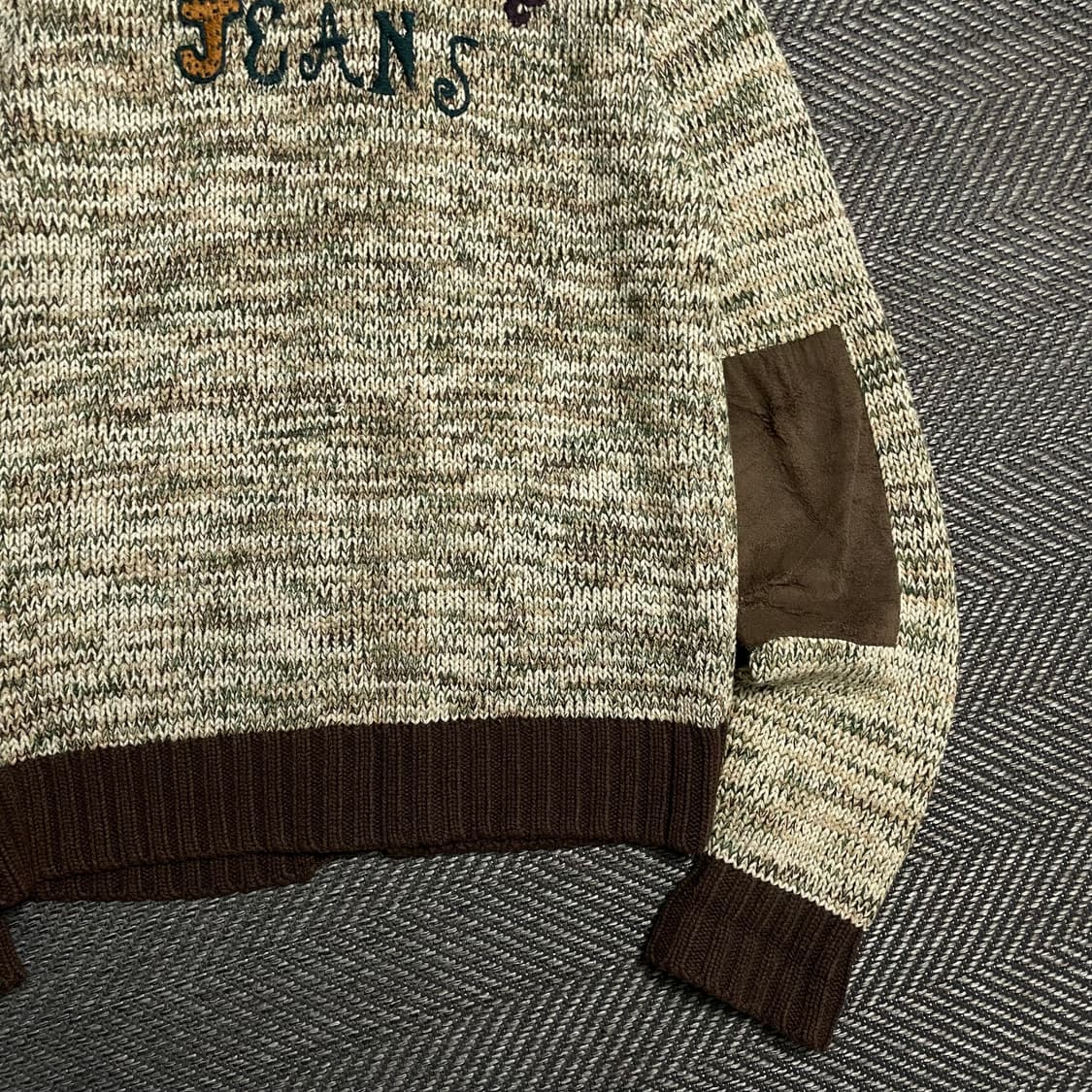 빈폴 진 올드스쿨 빅로고 엘보 패치 니트 집업o 5207 상품이미지2