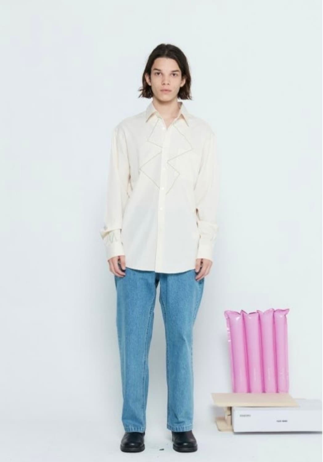 [m] 플라스틱 프로덕트 지그재그 셔츠 (ECRU) 상품이미지1